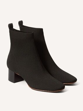 Everlane The Glove Boot Rib Knit Ankle Sock Boots Size 8 Black ReKnit Block Heel
